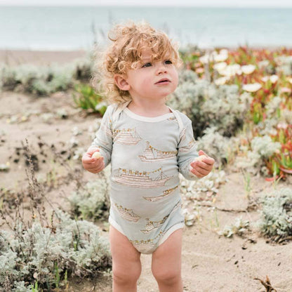 Island Leaf Cotton Stretch Long Sleeve One Piece