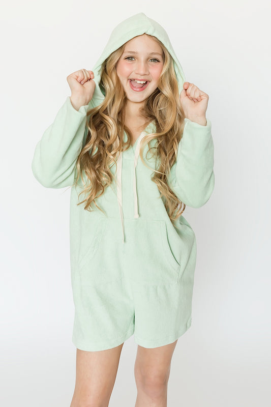 Terry Cloth Mint Green Romper