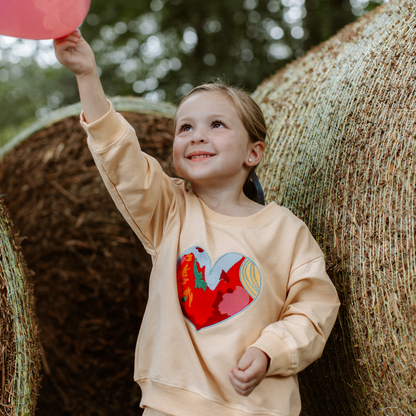 Orange Happy Heart Sweatshirt + Pants Set
