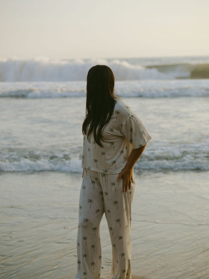 Women's Boxy Tee Lounge Set | Palm Tree
