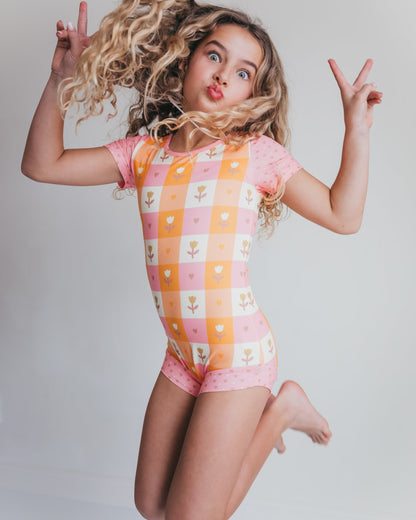 Pink Hearts Shortie Leotard