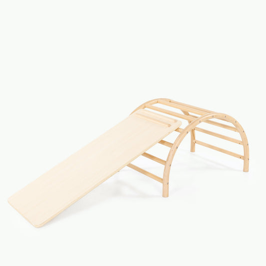 Wooden slide on a white background