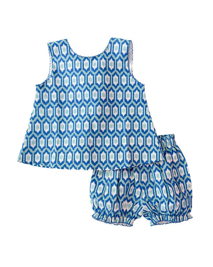 Blue Ikat Bloomer Set