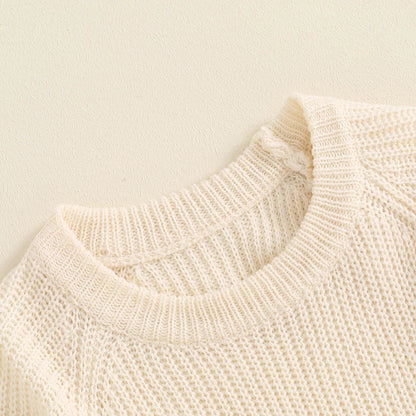 Baby Toddler Boys Girls Sweater Casual Contrast Color Stripes Warm Knitted Long Sleeve Pullover Top