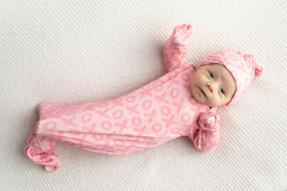 XOXO Love Valentine's Day Knotted Newborn Baby Gown