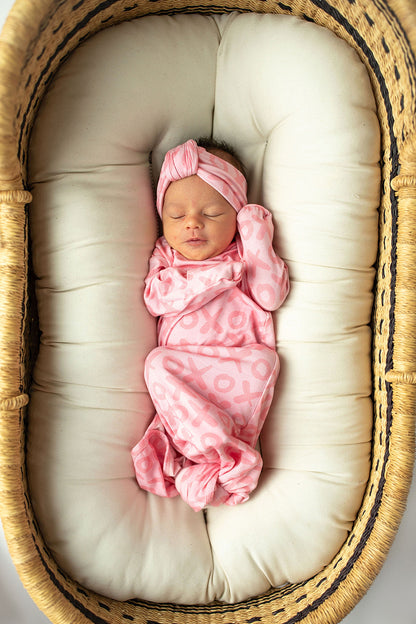 XOXO Love Valentine's Day Knotted Newborn Baby Gown