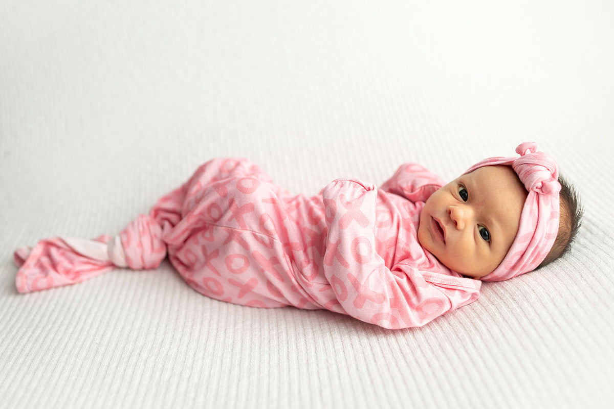 XOXO Love Valentine's Day Knotted Newborn Baby Gown