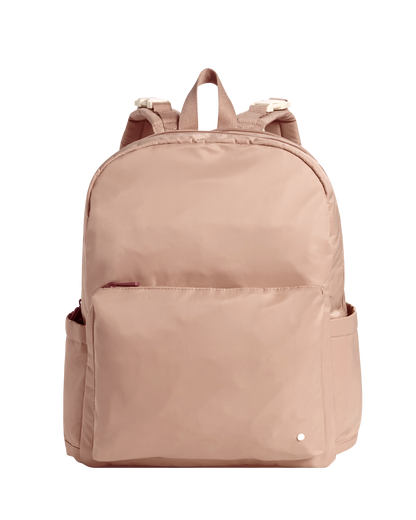 Beige diaper backpack on a white background