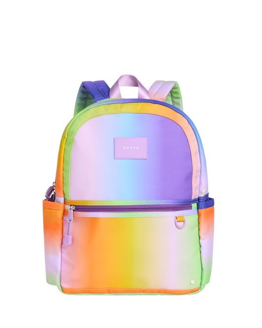 Colorful backpack with a gradient design on a white background
