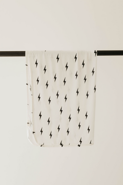 Bamboo Swaddle | White & Black Lightning Bolt