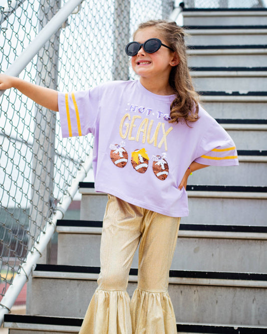 SeersuckerJOEY LLC - Hot to Geaux Girl's sequin tee