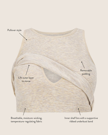 Sublime® Bamboo Maternity & Nursing Longline Bra Top | Navy