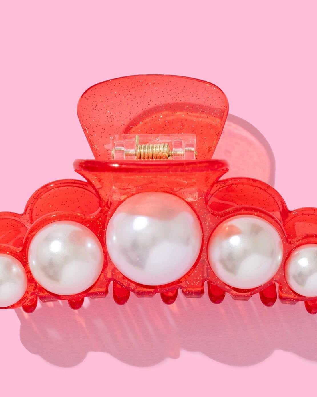 Red + Pearl Claw Clip