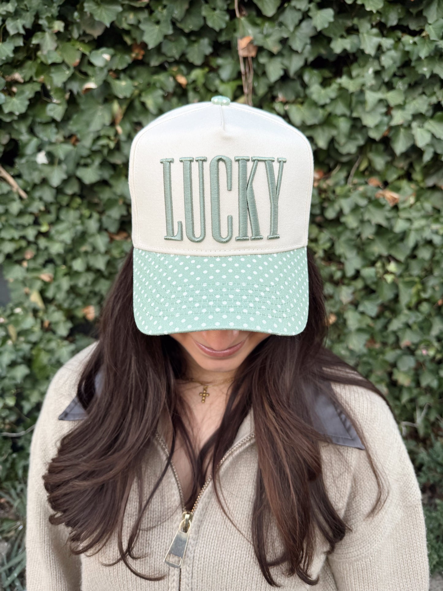 Lucky - Green Polka Dot Trucker Hat