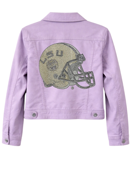 Louisiana State University Helmet Purple Denim Jacket