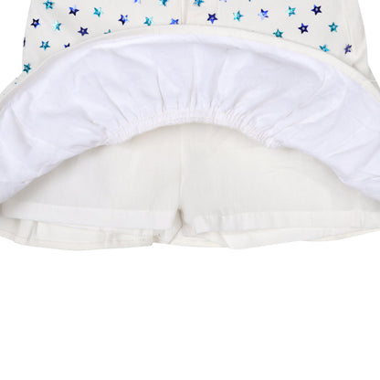 White Sequin Stars Denim Skort