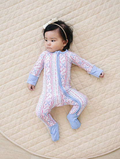 Bamboo Zip Romper | Baseball Girl