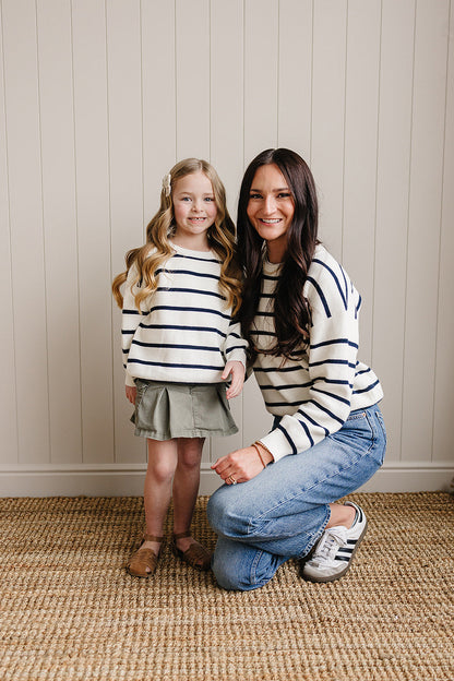 Navy Stripe Knit Sweater