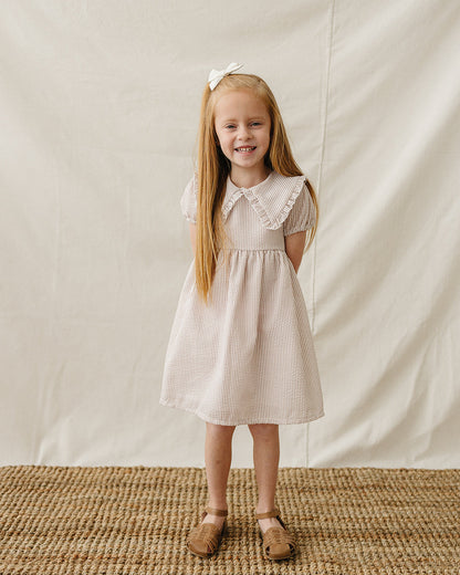 Taupe Stripe Peter Pan Collar Dress
