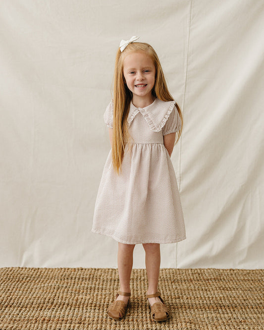 Taupe Stripe Peter Pan Collar Dress