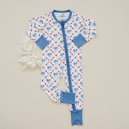 Red White & Bows Bamboo Zippy Pajamas