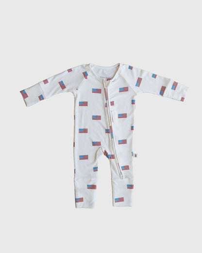 Bamboo Zip Pajamas | Americana Ribbed