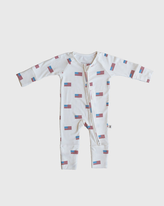 Bamboo Zip Pajamas | Americana Ribbed