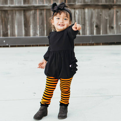 Girls Halloween Patterned Footless Ruffle Tights
