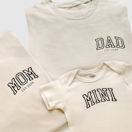 Mom, Dad and Mini Embroidered Family Shirts
