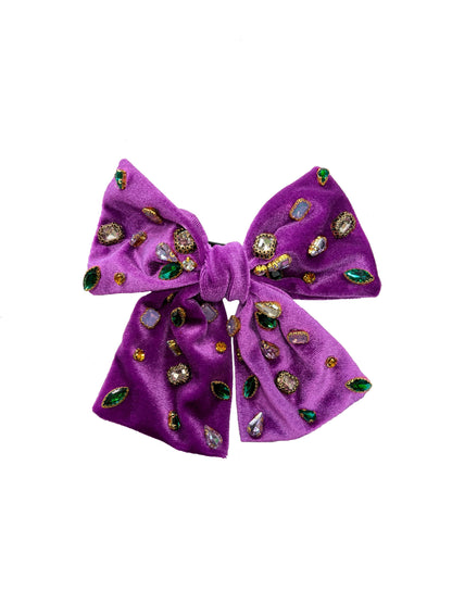 Mardi Gras Bejeweled Velvet Bow