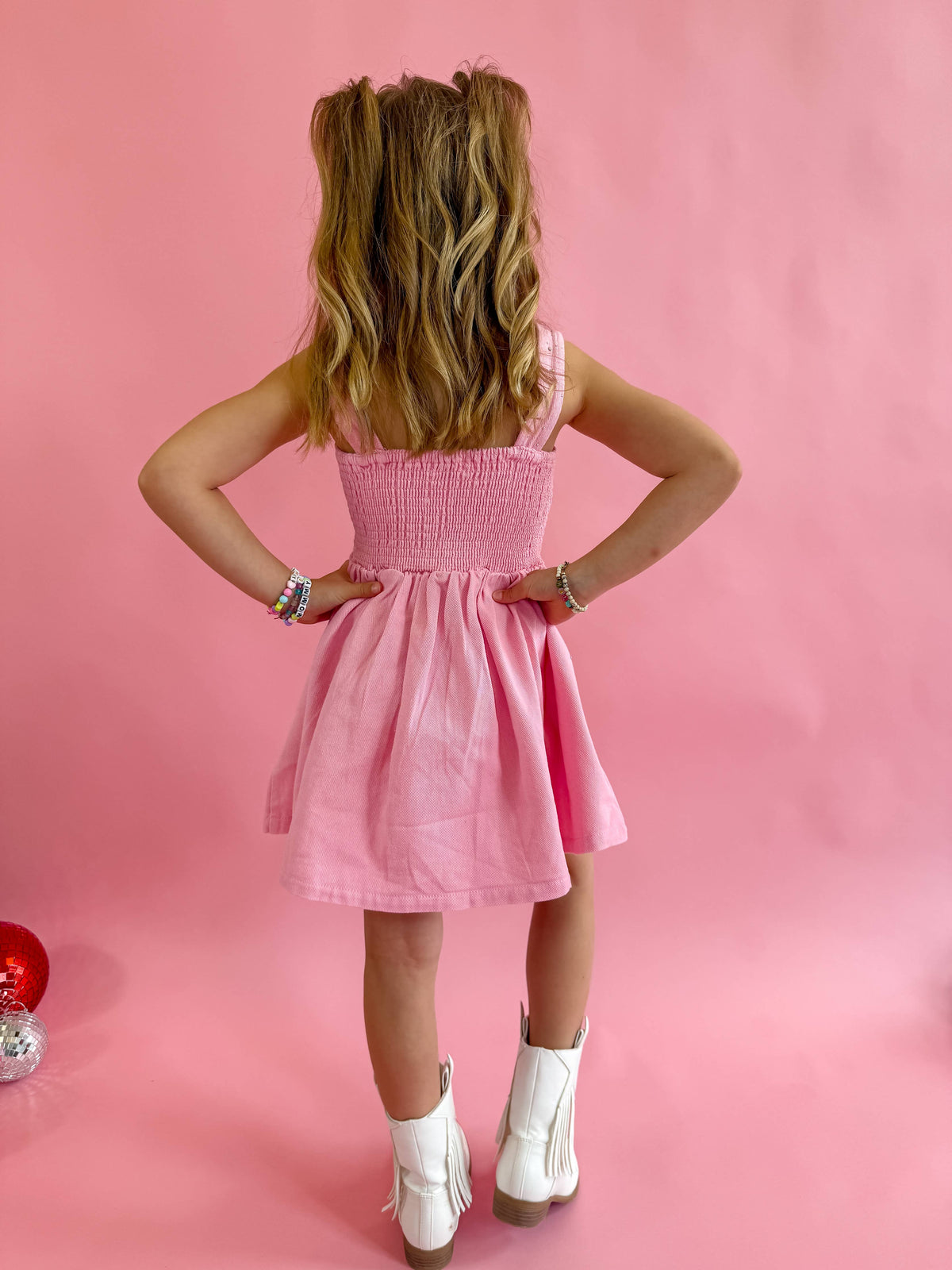 Pink Denim Sparkle Dress✨