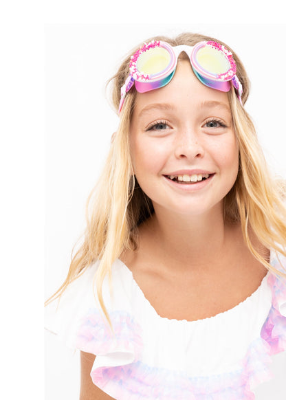 Pink & Blue Anemone White Bikini