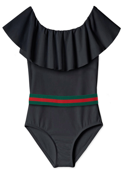 Black Swimsuit with Belt