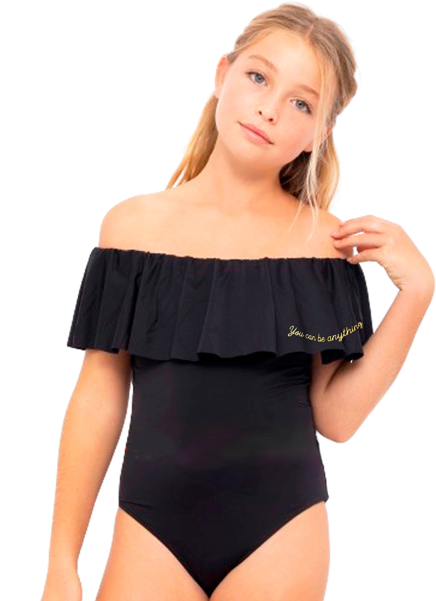 "You Can Be Anything" Black Swimsuit