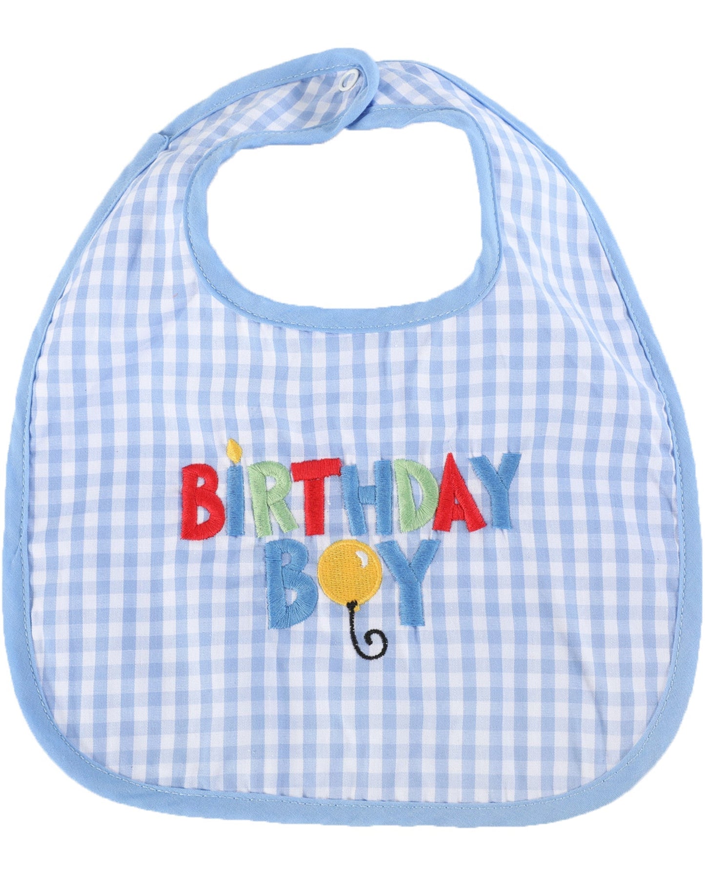 Blue Gingham 'Birthday Boy' Bib
