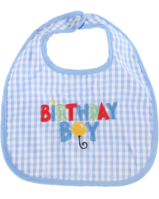 Blue Gingham 'Birthday Boy' Bib
