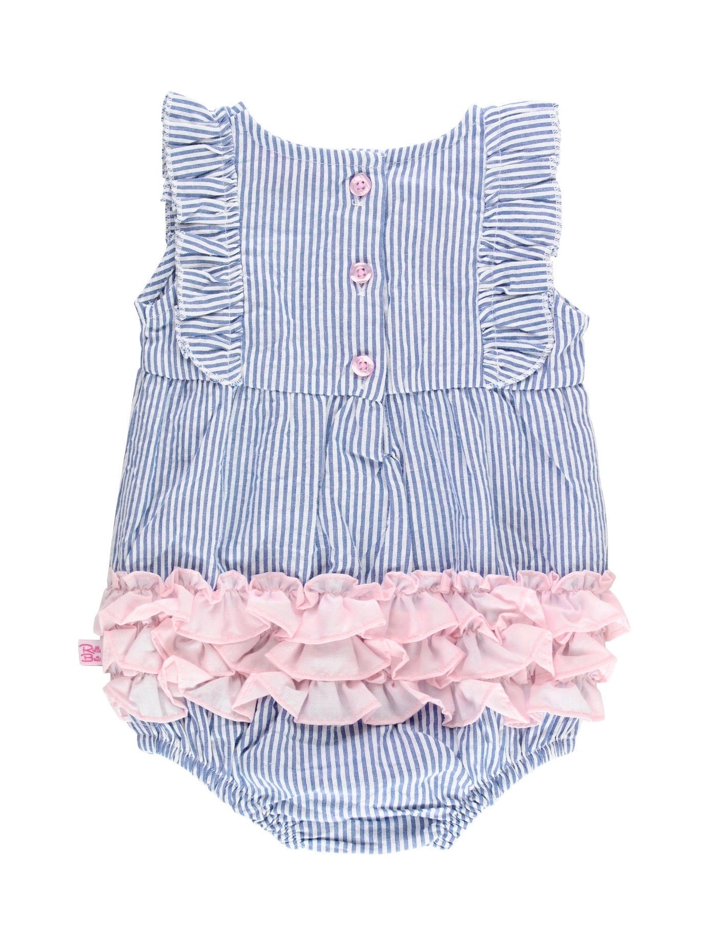 Blue Seersucker Classic Ruffle Romper - Little Baby
