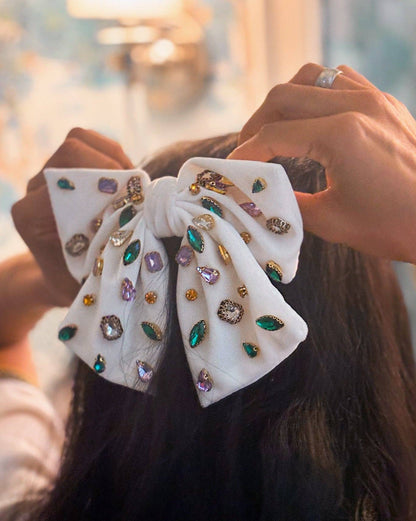 Mardi Gras Bejeweled Velvet Bow