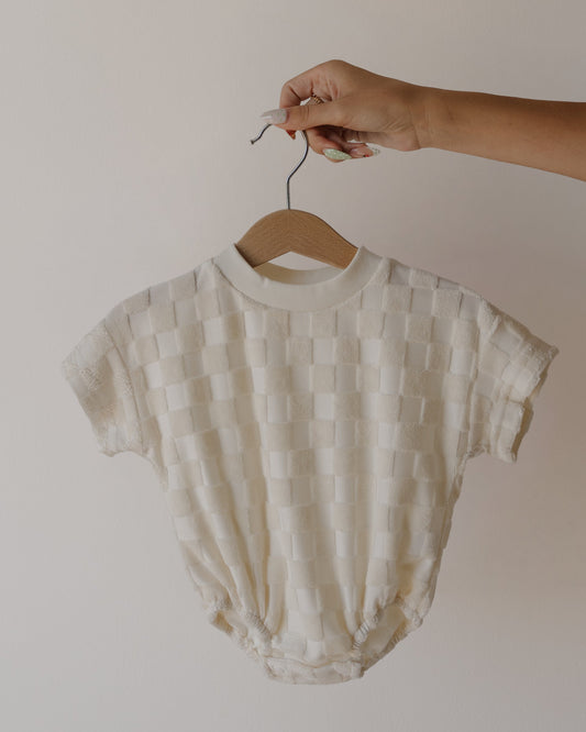 Terry T-Shirt Romper | Coconut Milk