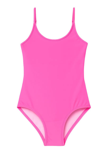 Neon Pink Adjustable Straps Swimsuit