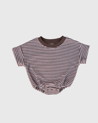 Terry T-Shirt Romper | Cola Stripe
