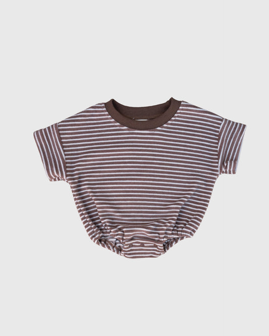 Terry T-Shirt Romper | Cola Stripe