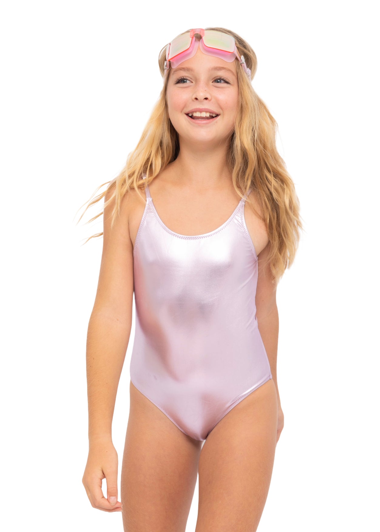 Metallic Pink Adjustable Straps Swimsuit