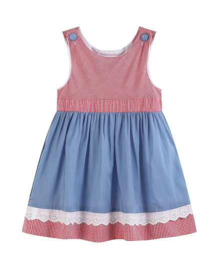 Denim Look and Red Gingham A-Line Dress