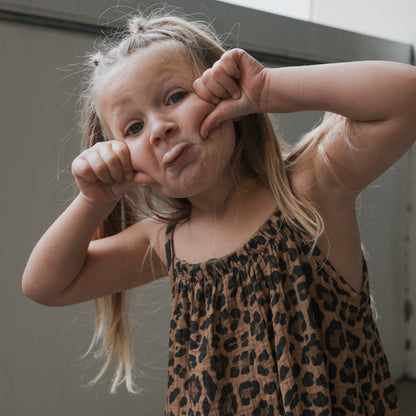 Child Muslin Sleeveless Dress | Leopard