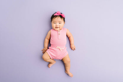 Passion Pink Ribbed Tank Set
