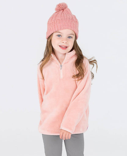 PREORDER | Girls French Rose Pink Fleece Quarter-Zip Pullover