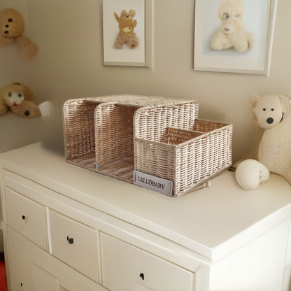 LELLOBABY™ X Hampton BABY - Deluxe Rattan Diaper Caddy
