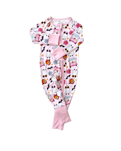 Bamboo Zip Pajamas | Retro Ghost