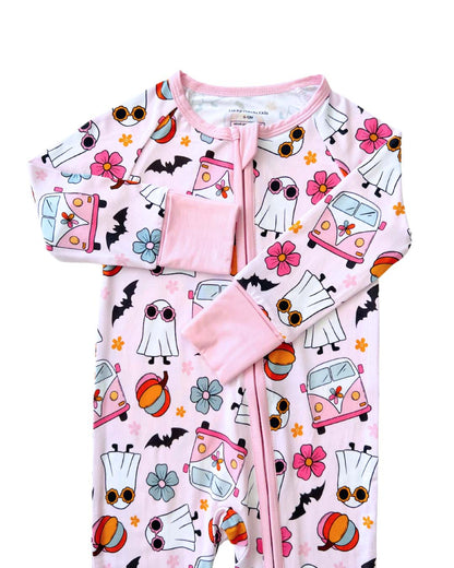 Bamboo Zip Pajamas | Retro Ghost